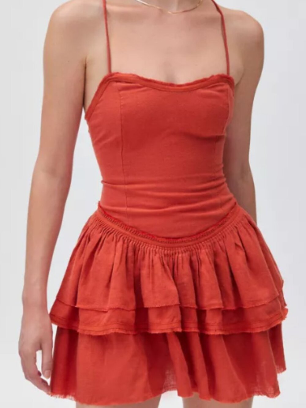 UO Kimchi Blue Desi Strappy Drop Waist Mini Dress